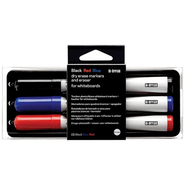 Bi Office Non-Magnetic Drywipe Whiteboards + FREE Pens & Eraser