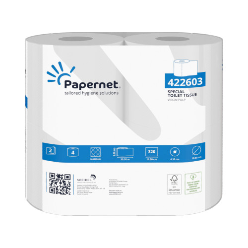 Papernet Extra Length Toilet Rolls - 2-Ply - Case of 40