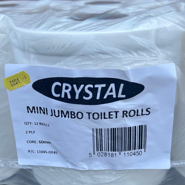 Mini Jumbo Toilet Rolls 150m Pack of 12 – 2 Ply 60mm Core