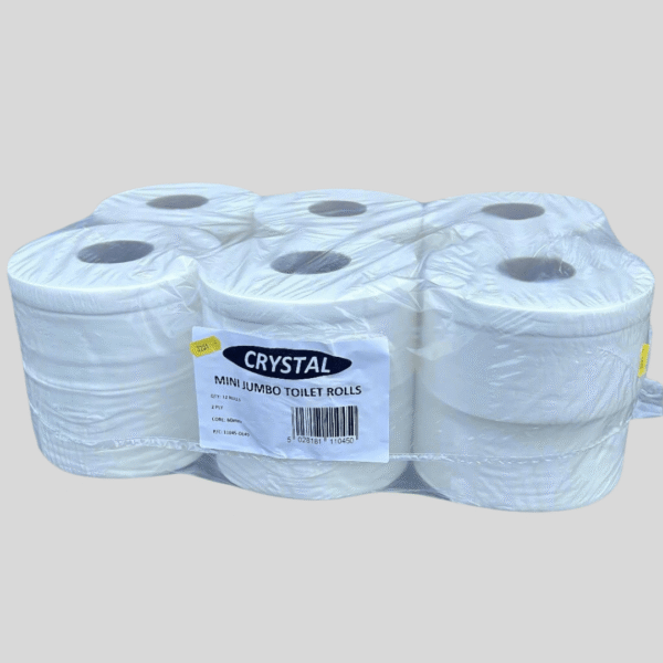 Mini Jumbo Toilet Rolls 150m Pack of 12 – 2 Ply 60mm Core